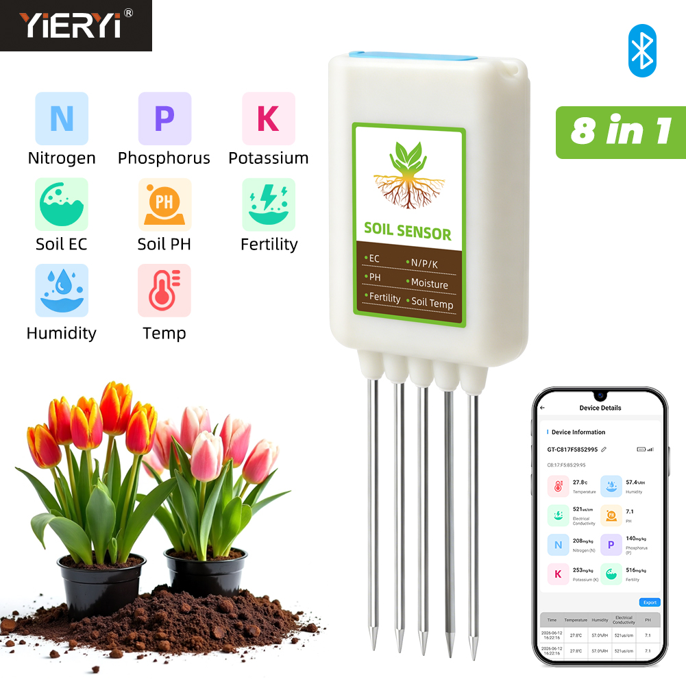 Soil Test Digital - Testeur de sol Bluetooth 8 en
