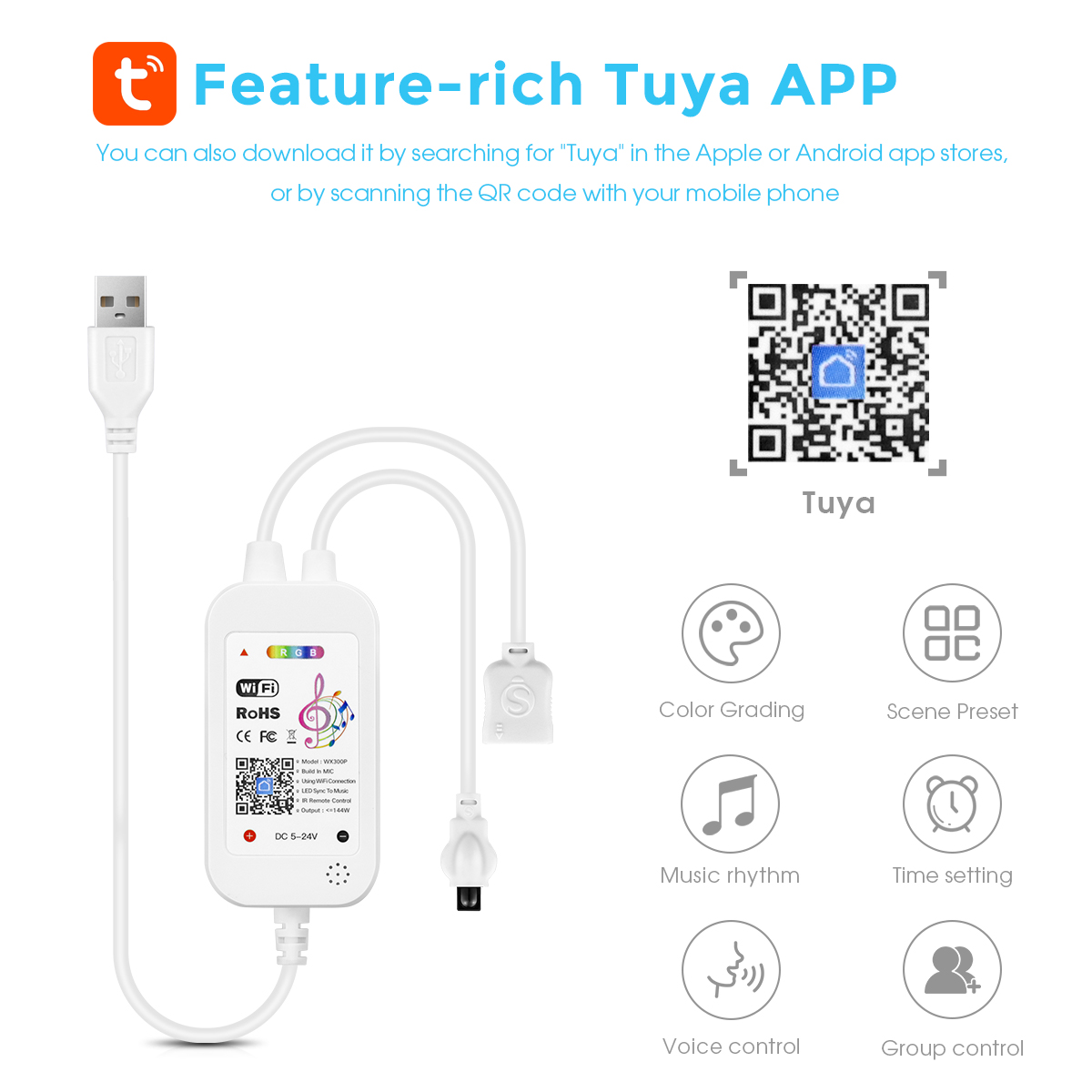 DC5V Tuya APP Wifi LED RGB con - Smart Garden Light Controller avis et prix